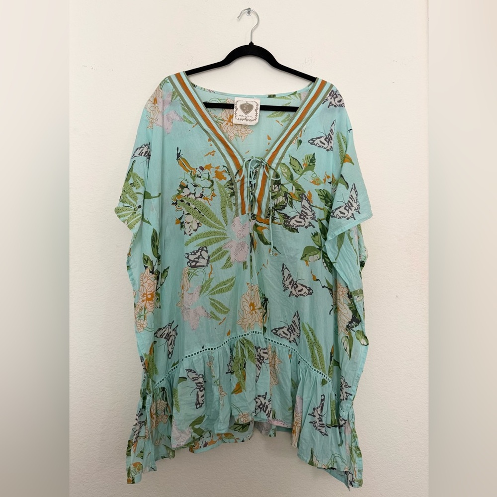 🦋 Z&L anthropologie floral butterfly kaftan cover up